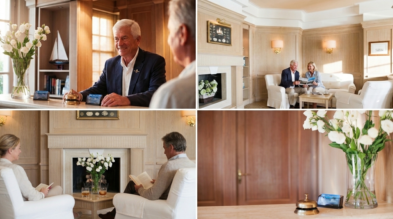 Interior view of the main entrance leading into the luxury lobby.