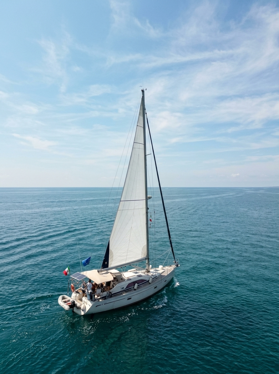 Vibrant view of the Terracina coast and the blue Tyrrhenian sea